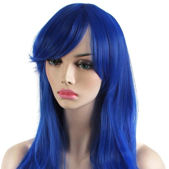 Fun Akstore Fashion Wigs Long Wavy Curly Hair Cosplay Wig & Wig Cap (Blue) - Picture 7 of 7